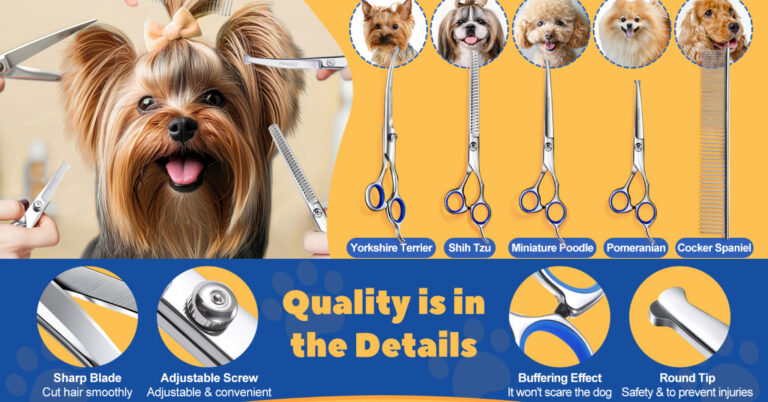 “effortlessly groom your dog with the gimars 6-in-1 grooming scissors”