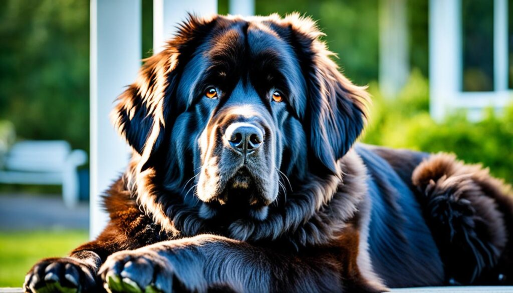 Newfoundland dog as peaceful massive pooch